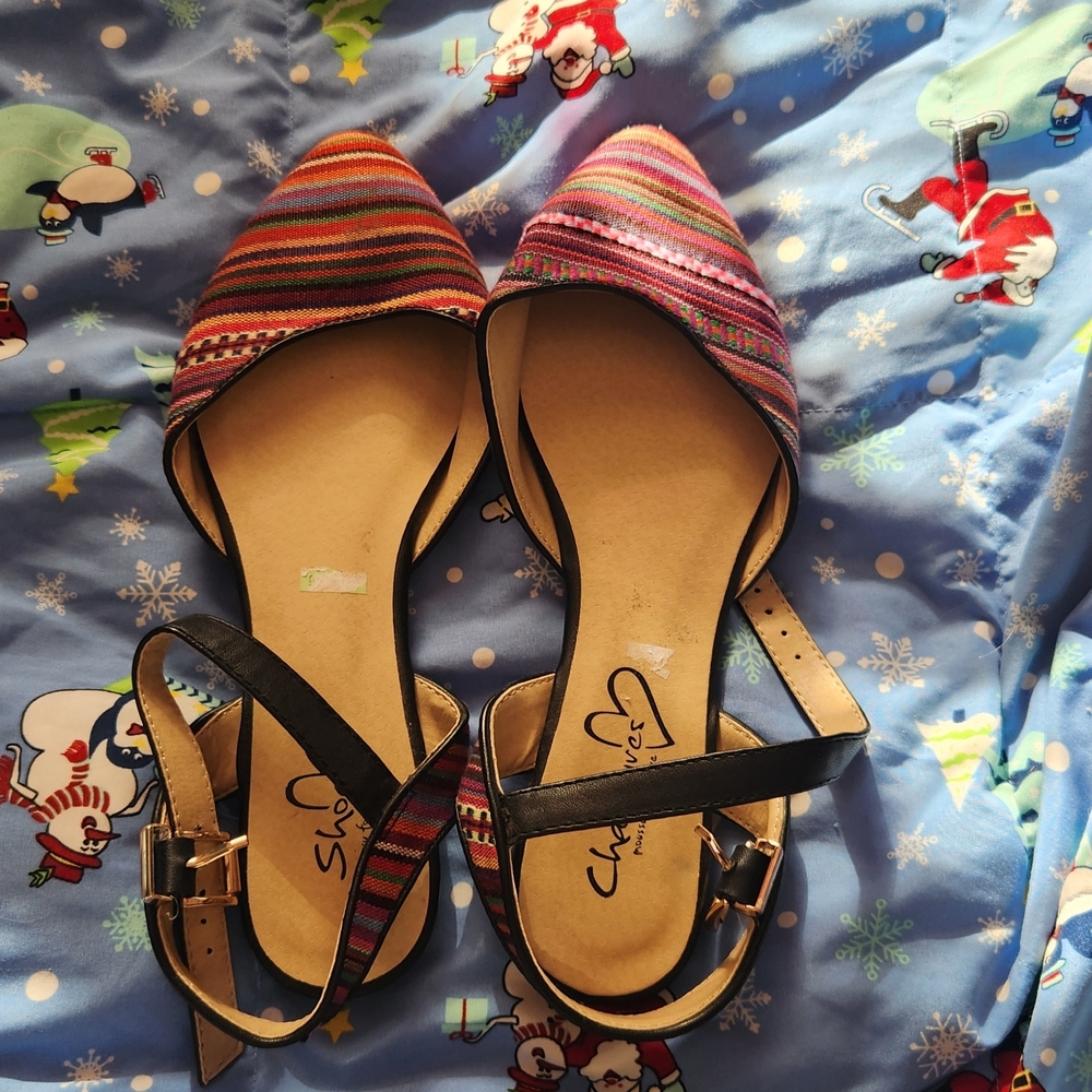 Chase + Chloe Multicolor Striped Flats